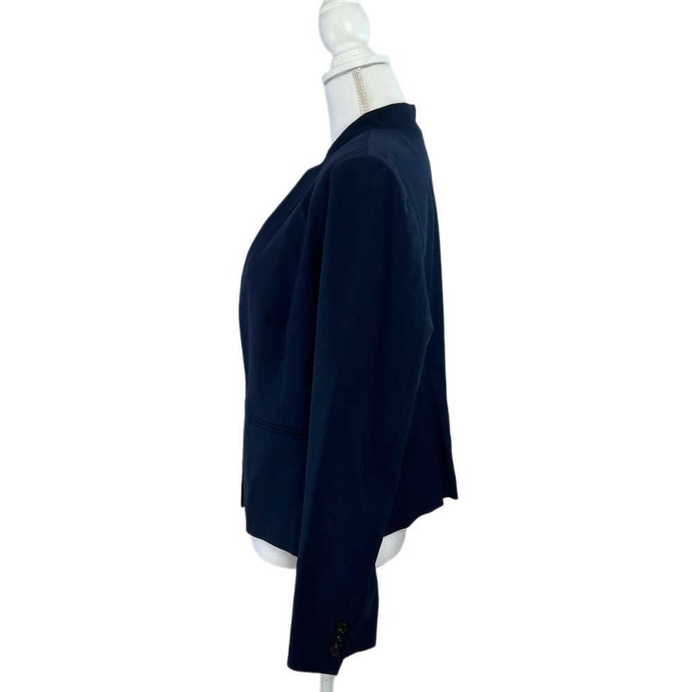 Womens Ann Taylor Collarless Navy Blazer Size 14 - Picture 4 of 9